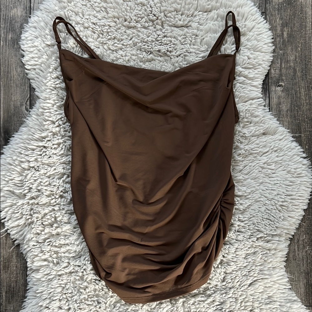 H&M Divided Brown Draped Sleeveless Tank